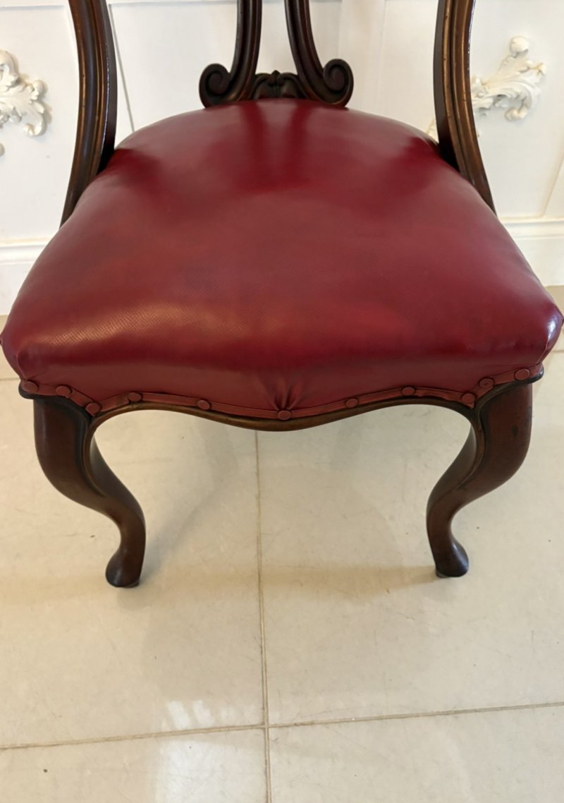 Set of Six Antique Victorian Superb Quality Carved Mahogany Library/Dining Chairs - Image 8